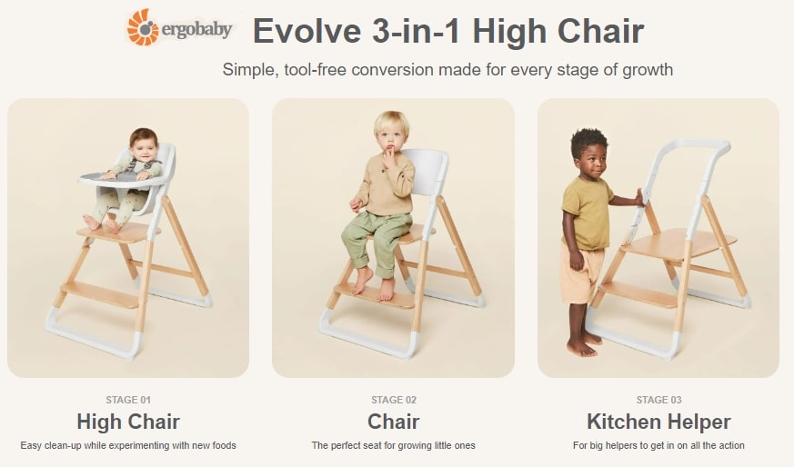 ergobaby evolve 3 in 1 high chair 3 階段使用
